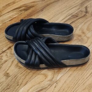ISABEL MARANT ETOILE Black and Tan Slide Sandals SIZE 37